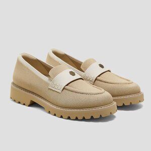 Vivaia Round-Toe Platform Chunky Heel Loafers Francesca Nude Ivory 41.5